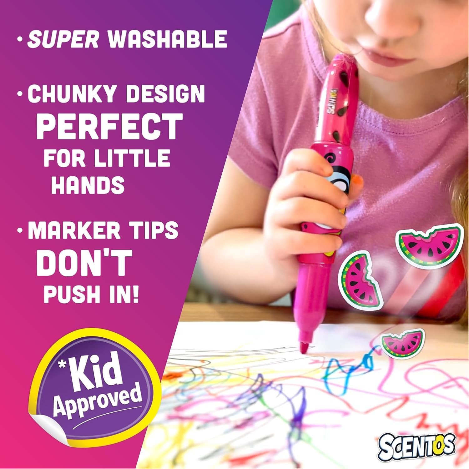 Scented Jumbo Markers 8 Pack, with Fruit Scent, 8 Colors, Different Fruity Each,