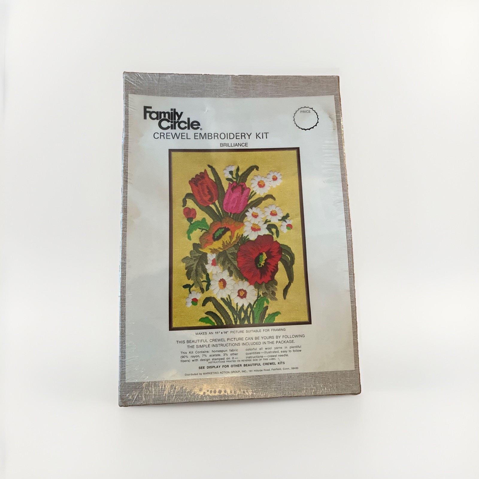 70s Vintage Family Circle “Brilliance” Floral Crewel Kit Sealed New Old Stock