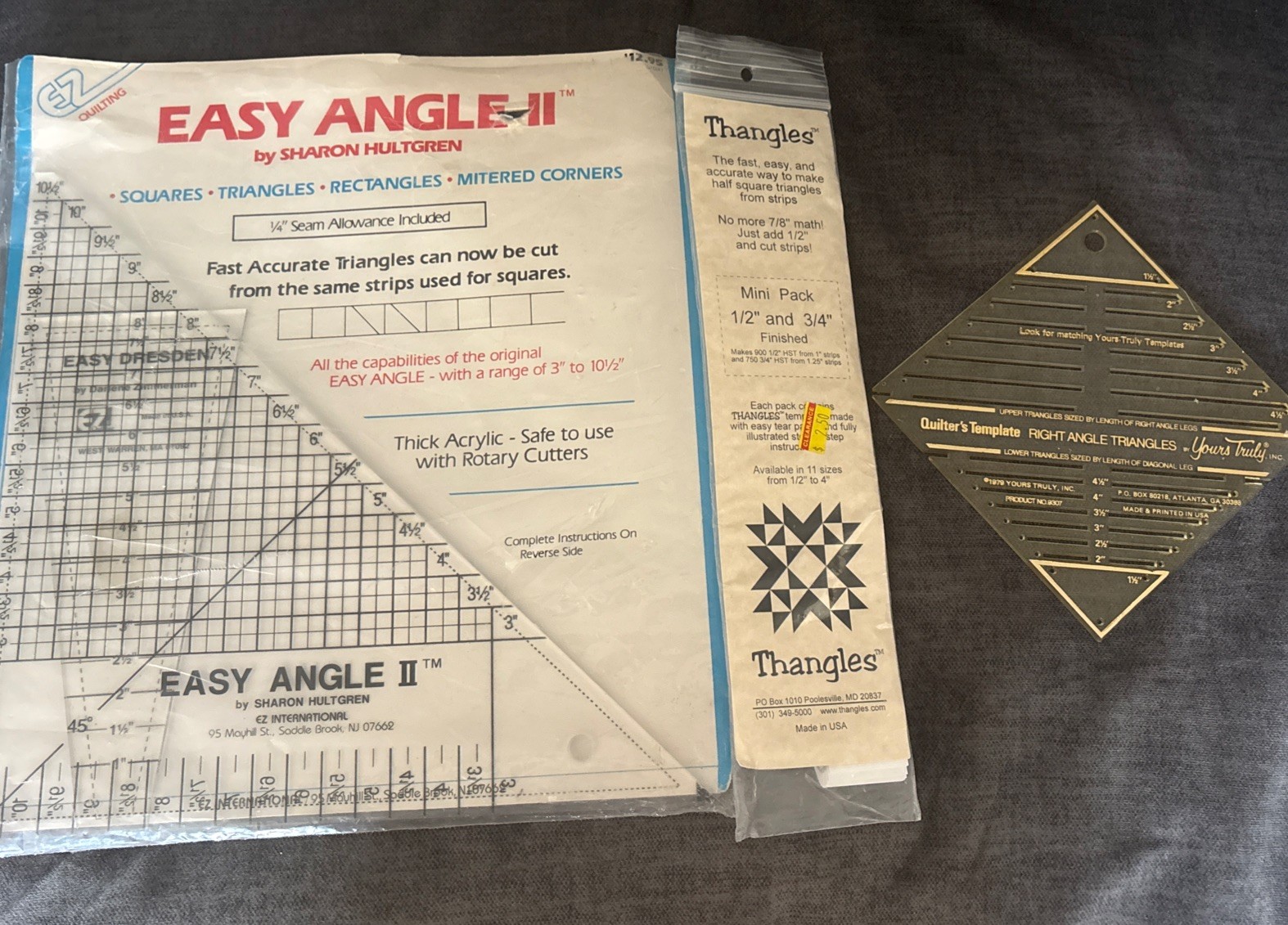 2 Angle Rulers EASY ANGLE II & Yours Truly Right Angle Triangles & Thangles Temp