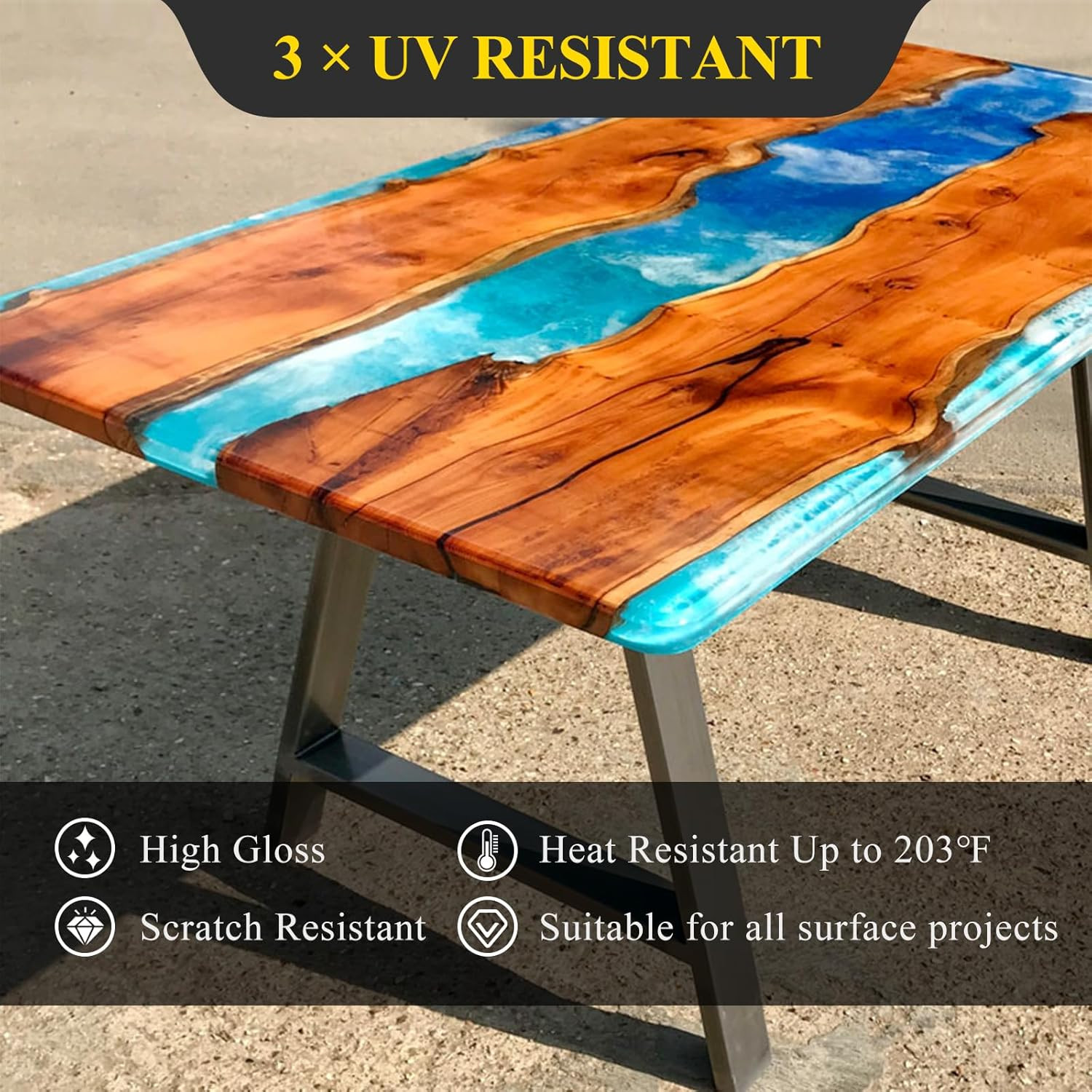 1 Gallon 3× UV Resistant Epoxy Resin Kit – Ultra Clear Non-Yellowing Formula