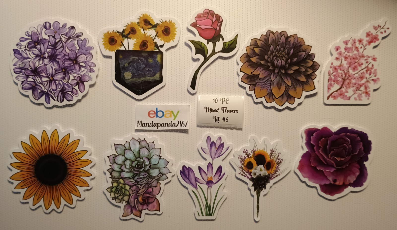 Flowers – Mixed -Stickers -10 PCs – 5 styles available! See Description