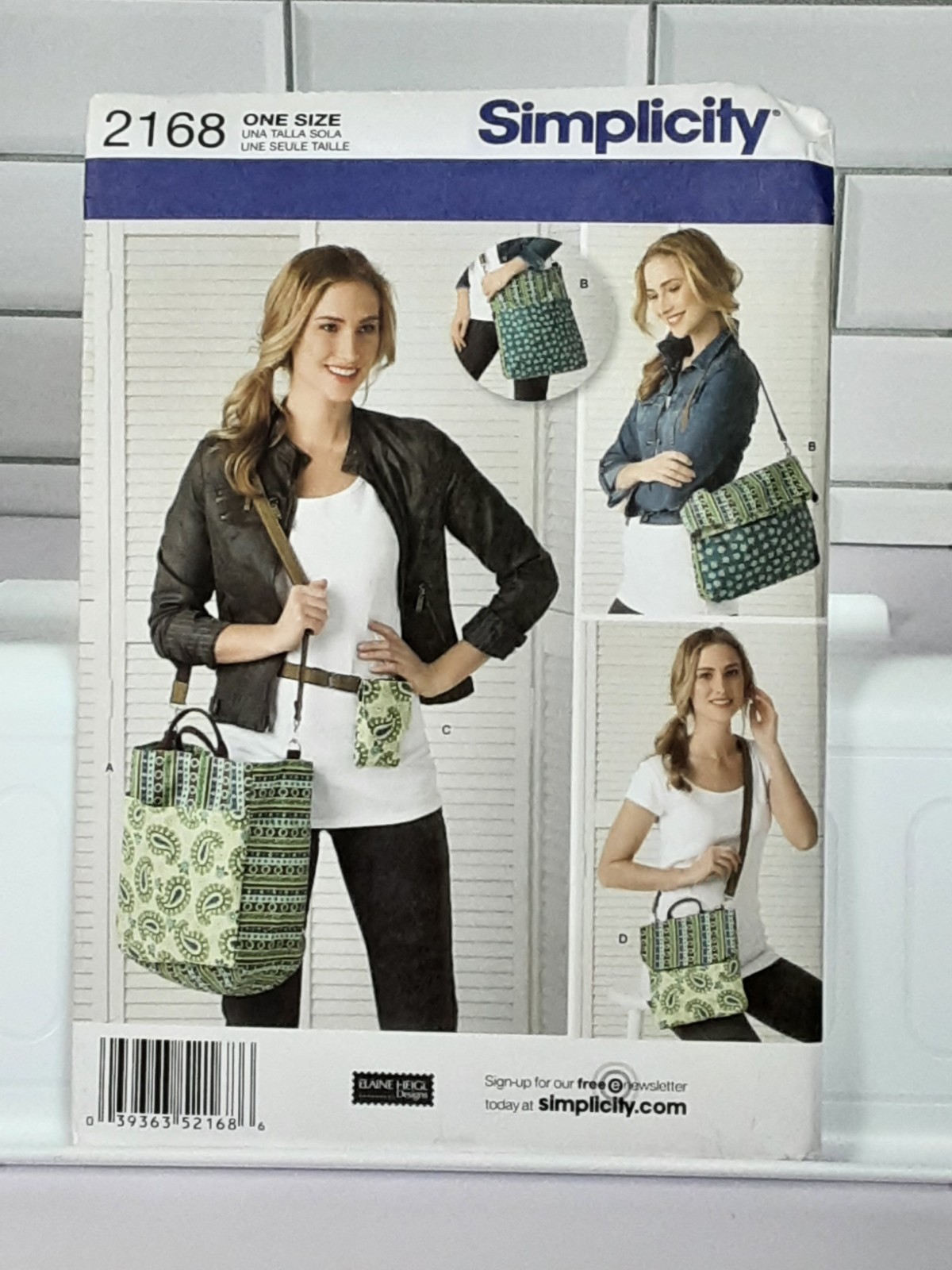 NEW Simplicity Pattern OS 2168 Bags Totes Uses Less Than 1 Yard Of Material