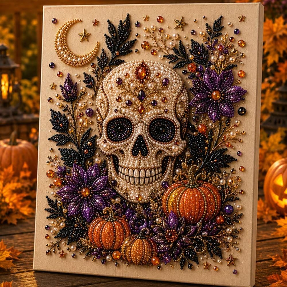 Halloween Ghost Pearl Art DIY Kit, Spooky 3D Diamond Painting Crafts Home Decor