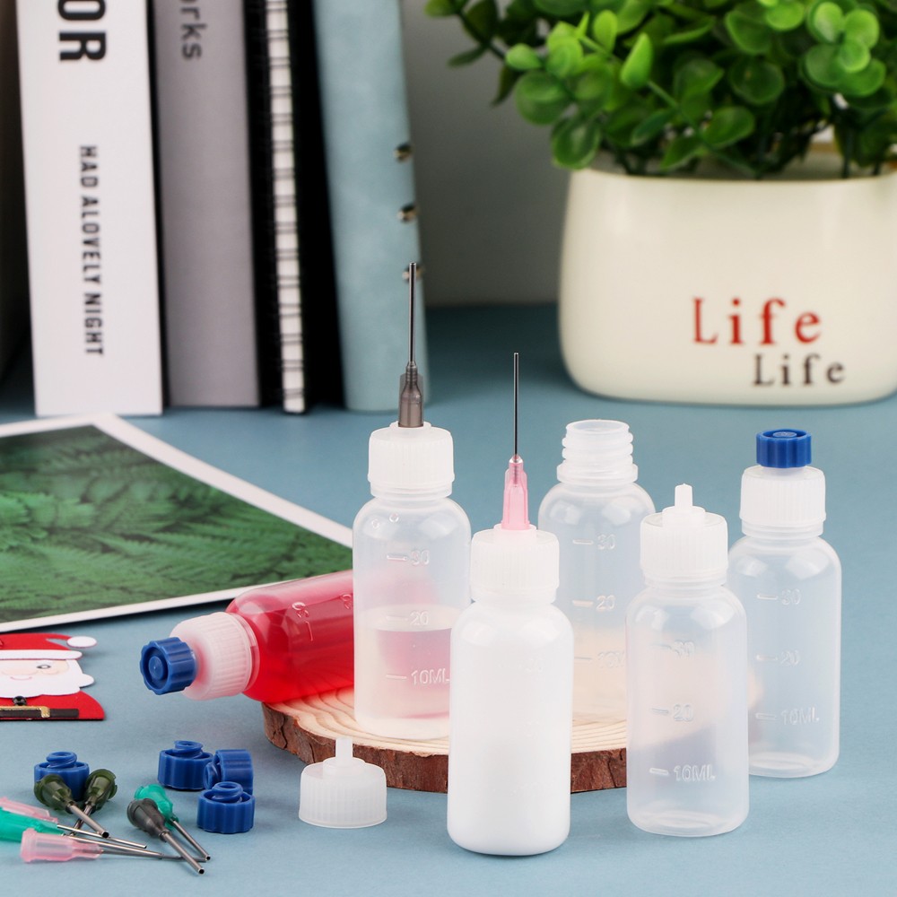24pcs/Pack Empty Plastic Squeezable Dropper Bottles Fine Tip Glue Applicator Set