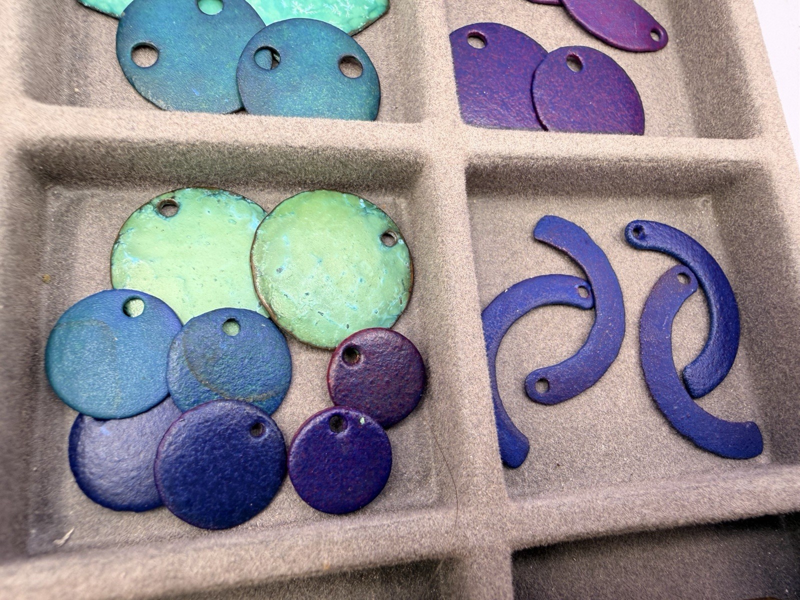 125+ Pcs Vintage Artisan Metal Enamel Pendants Charms Craft Findings Purple Blue