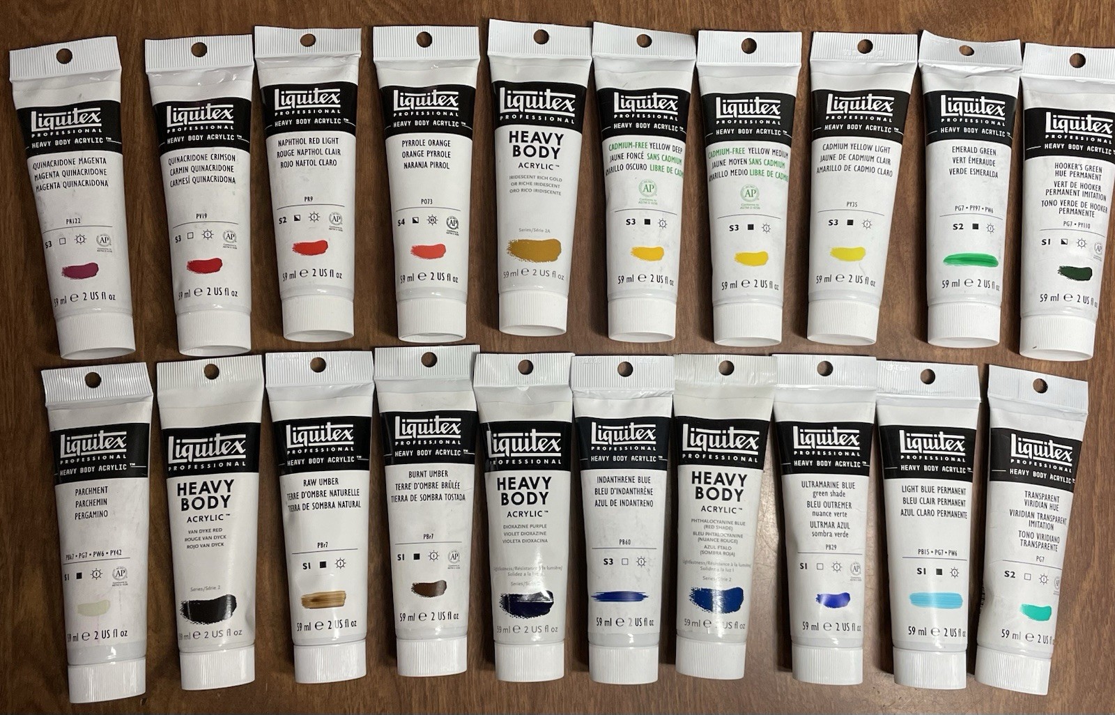 Liquitex heavy body acrylic paint lot B. No Repeats 20 Tubes, 2 Oz Each