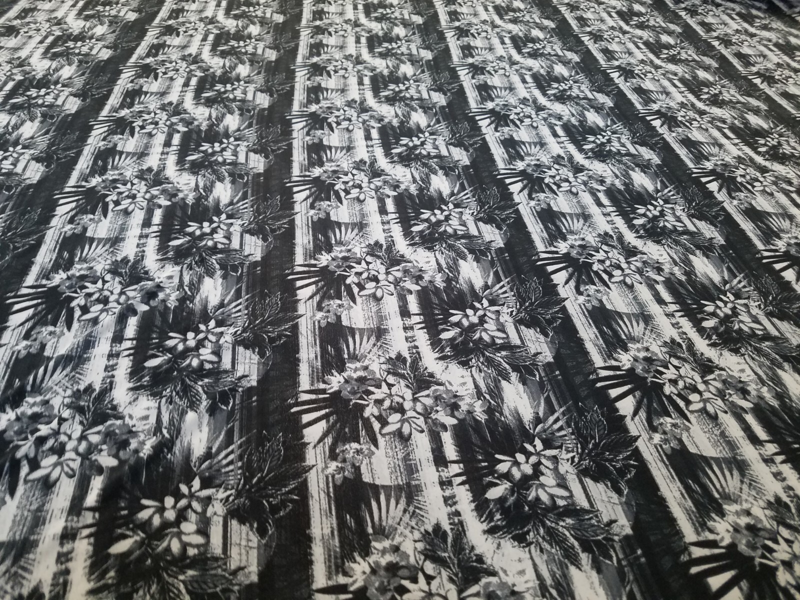 Black floral Printed spandex stretchable Fabric wrinkle resistant 60” W Sold BTY