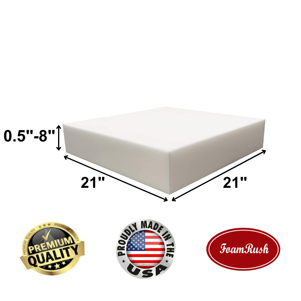 FoamRush 21″ x 21″ High Density Upholstery Foam Cushion (Made in USA)