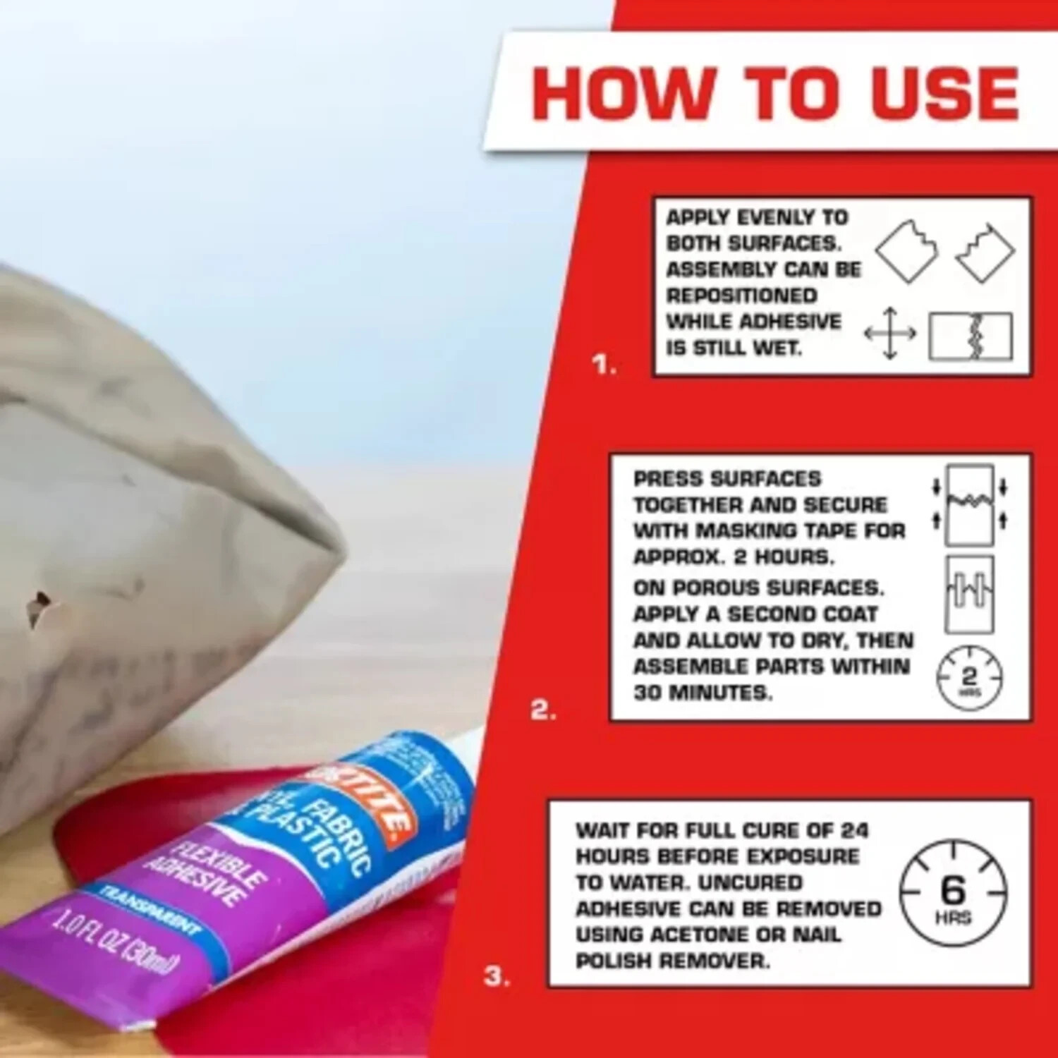 Loctite Vinyl Fabric & Plastic Repair Flexible Adhesive 1 oz, 1 Squeeze Tube