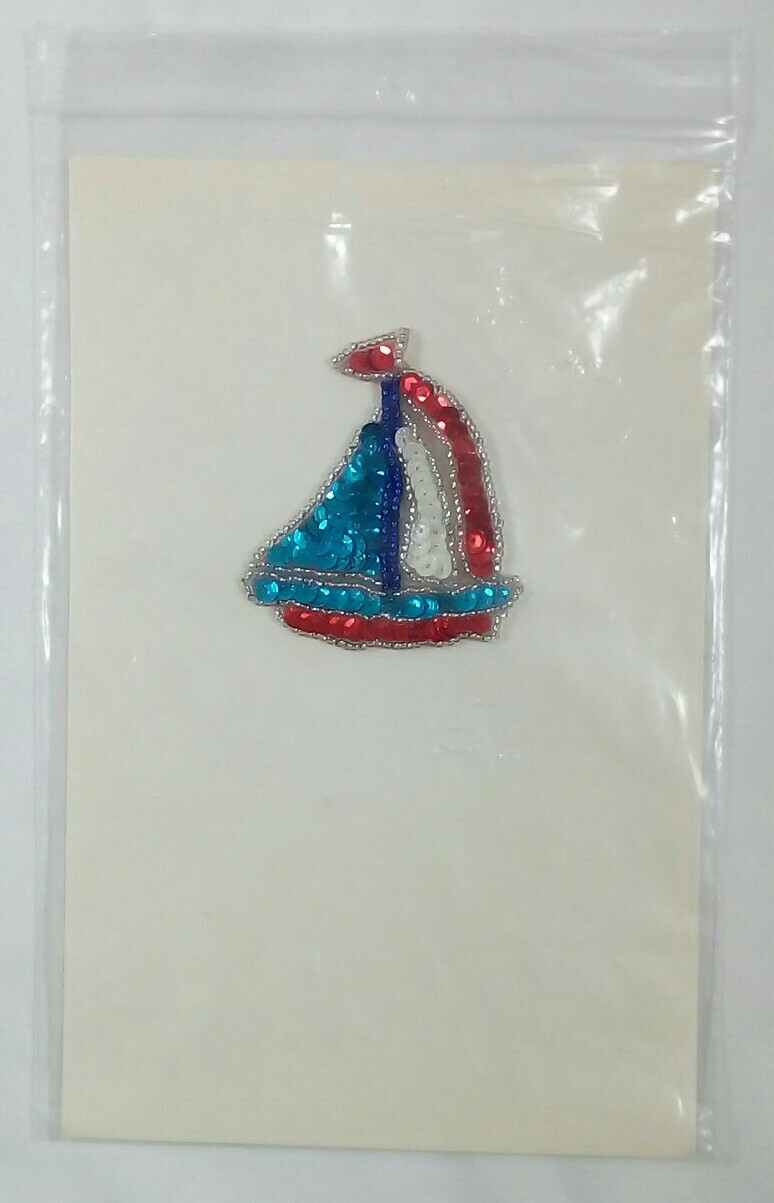 Karla Jordan Kollections SAILBOAT Sequin Applique removable adhesive VTG 1990s