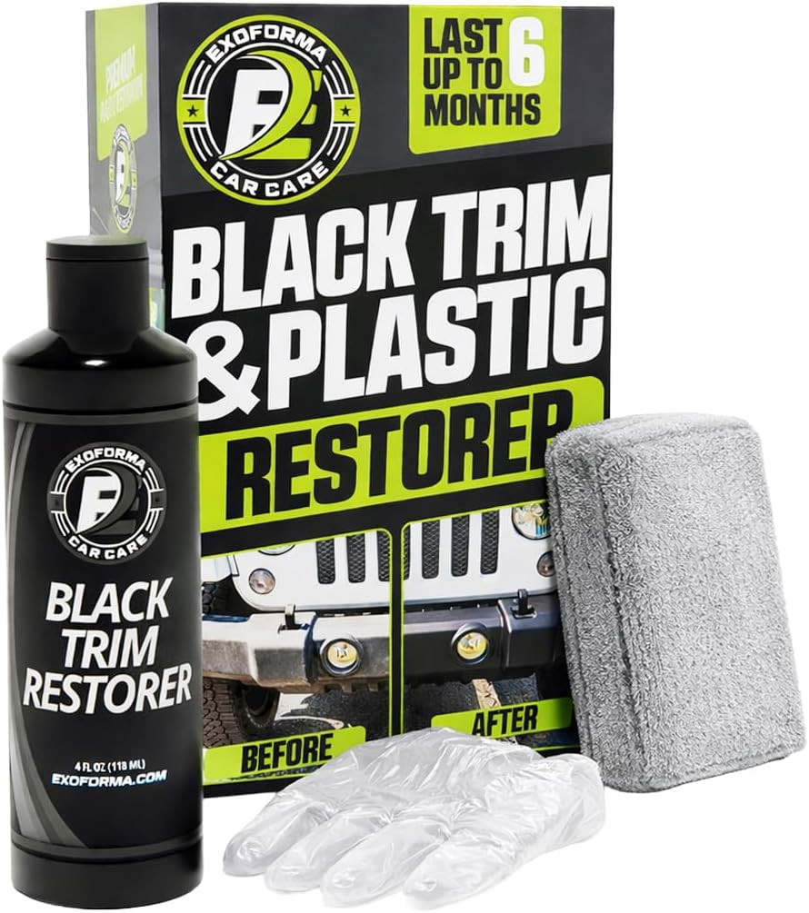 Black Trim Restorer – Lasts 6+ Months, Dye Infused Waterproof Plastic Restorer f