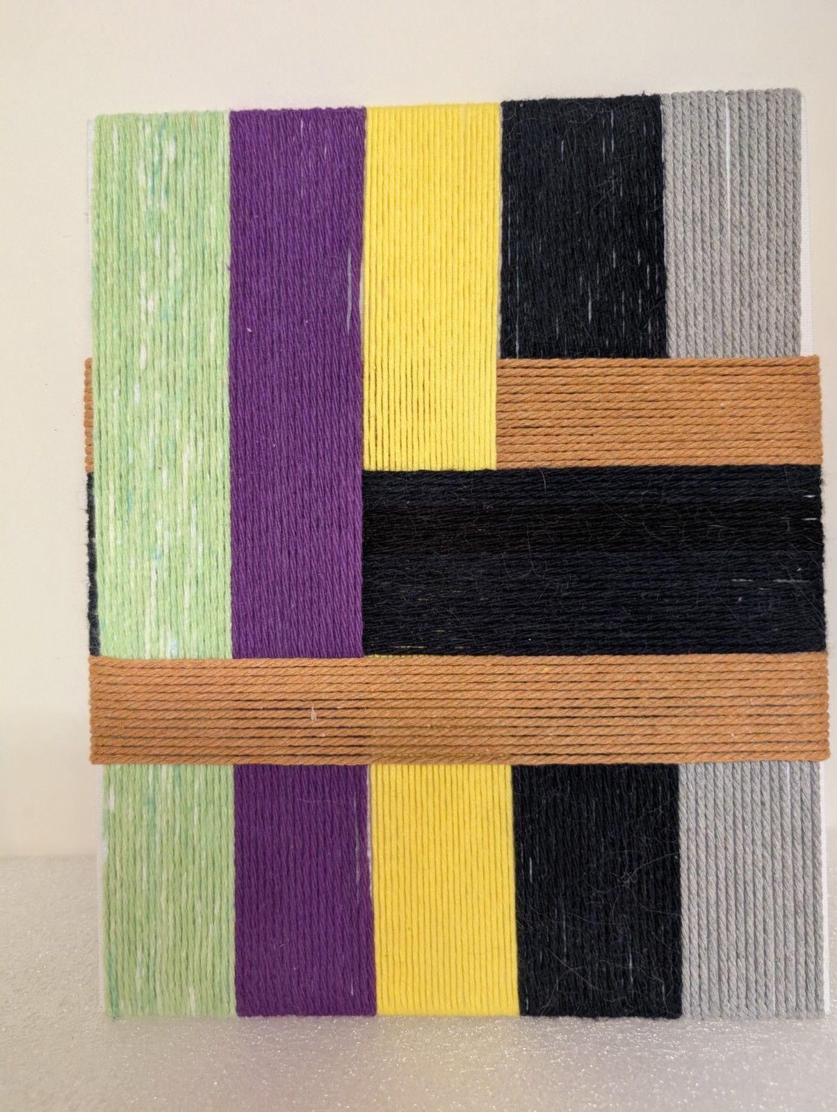 Abstract geometric woven yarn 8×10″ bright and neutral colors wall art W44