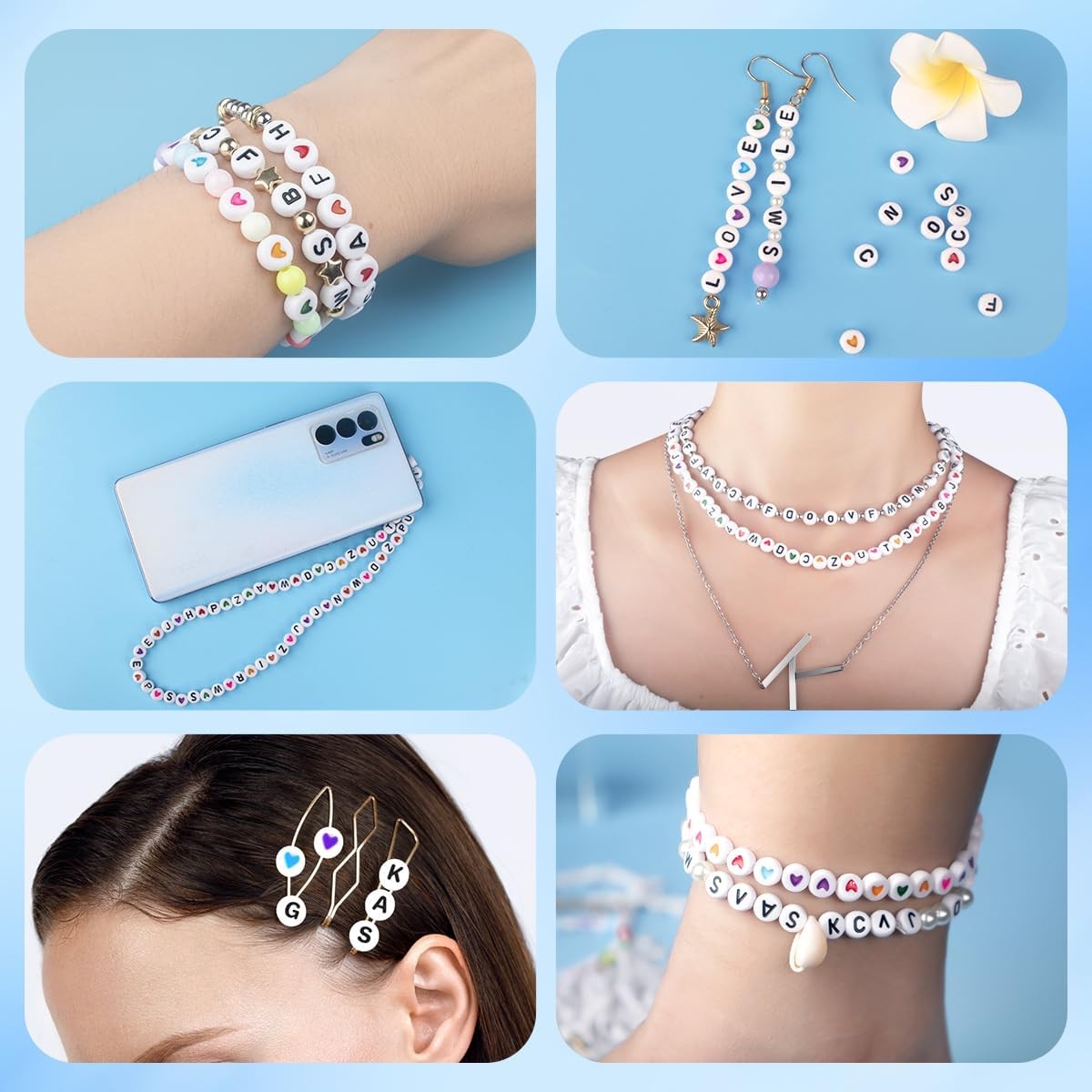 Alphabet Letter Beads 1000PCS Heart Beads Acrylic DIY Bracelet Jewelry