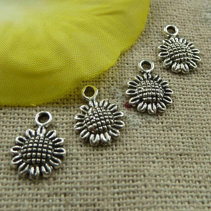 Free Ship 620 pcs tibetan silver sunflower charms 12x9mm L-3906