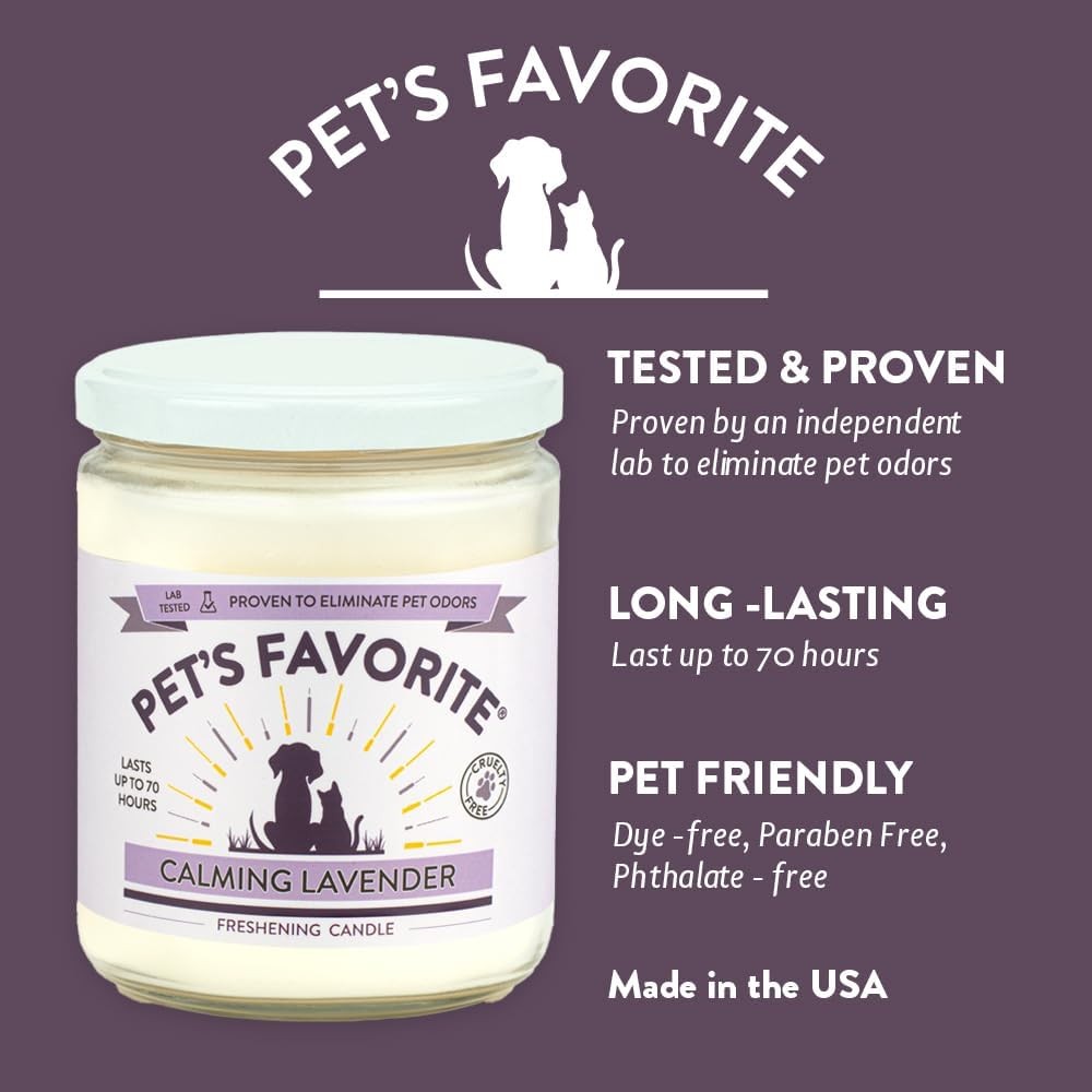 Pet’s Favorite Calming Lavender Pet Odor Candle, Pack of 1,