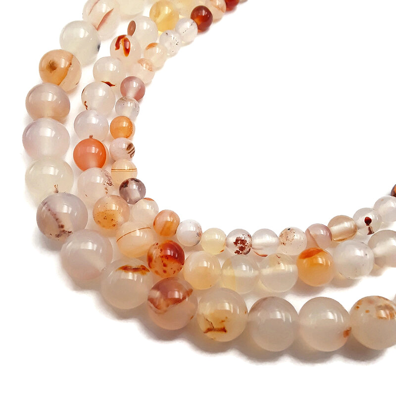 Red Dendritic Montana Agate Smooth Round Beads 4mm 6mm 8mm 10mm 15.5″ Strand