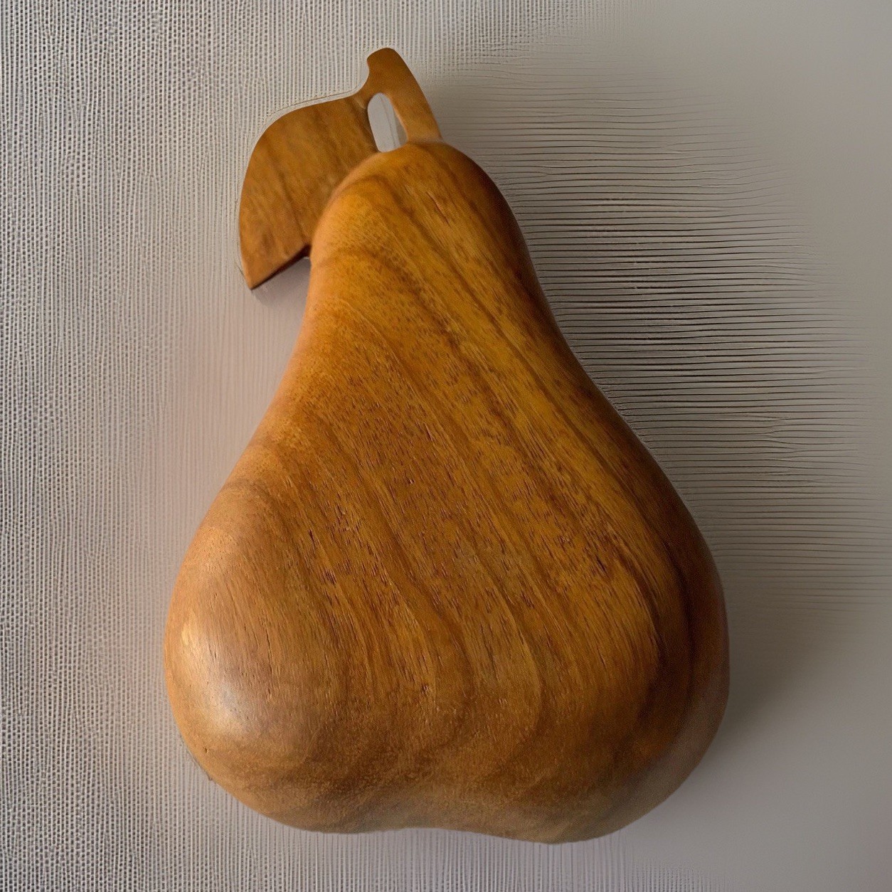 Two Piece Handcrafted Wooden Interlocking Pear Shaped Box 7.75” X 5” WELL MADE