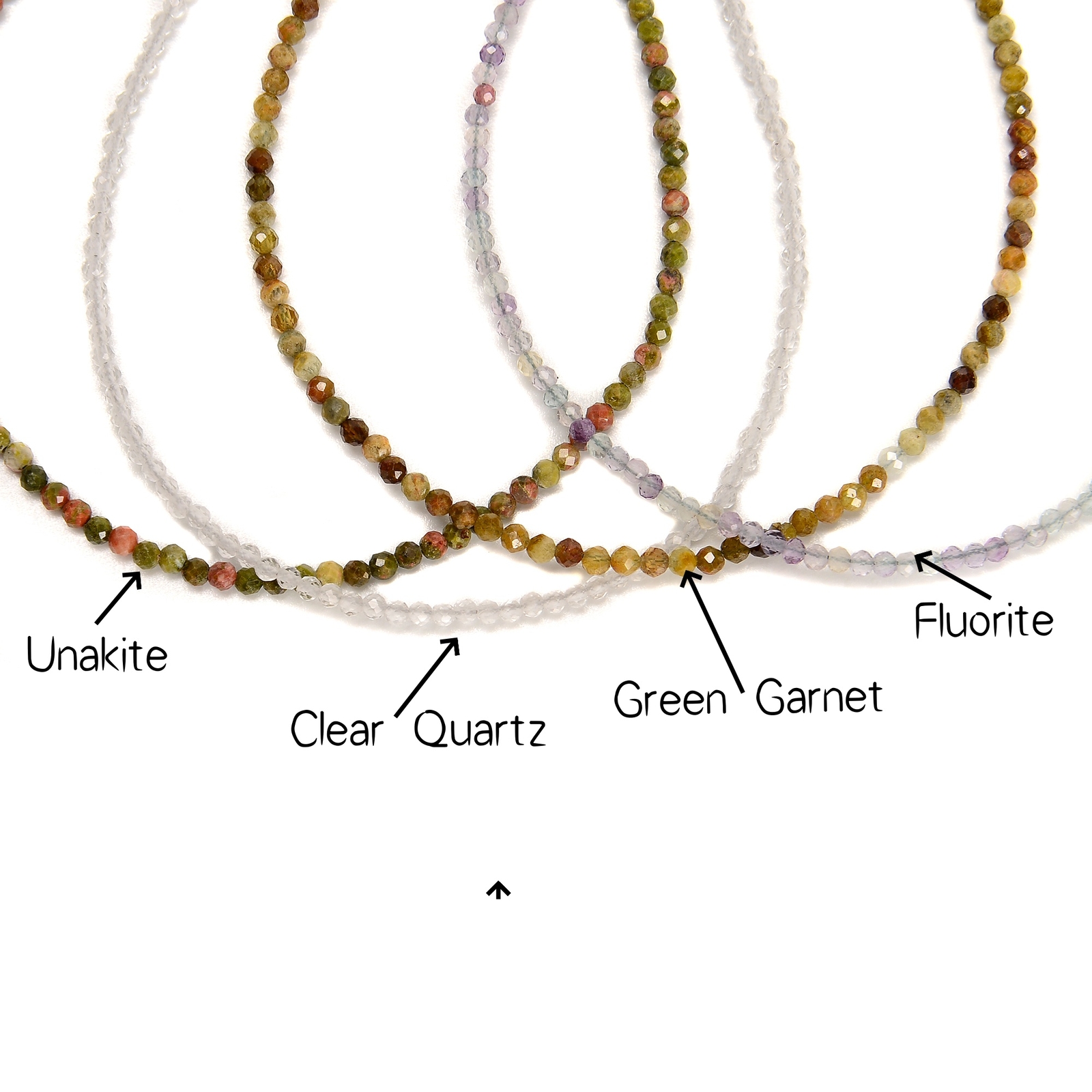 Natural 2mm Mixed Gemstones Faceted Round Beaded Anklet 9” Length Adjustable