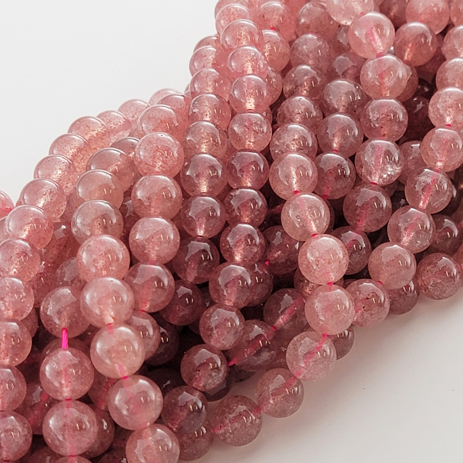 Strawberry Quartz Beads Genuine Gemstone Natural Smooth Round 4mm 6mm 8mm 10mm