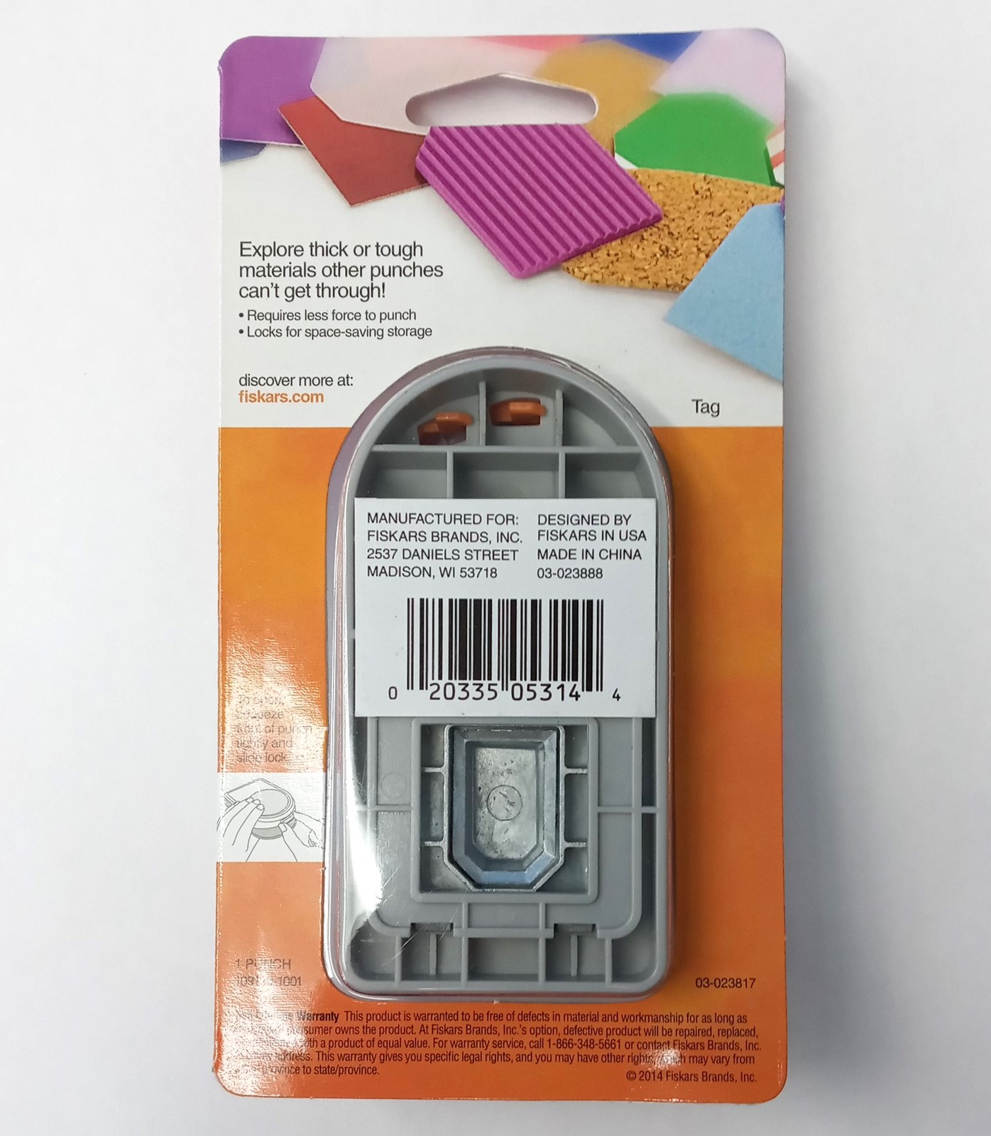 Fiskars Punch Thick Tag 1″ Crafting Punch 109130