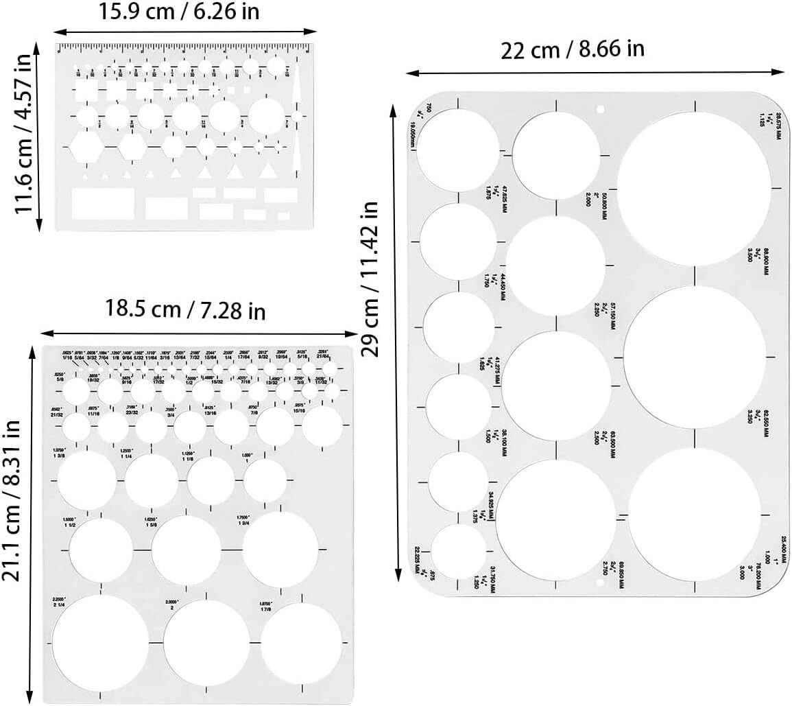 Circle Templates, Drafting Stencils Measuring Tools, Circle Stencil for Drawing,