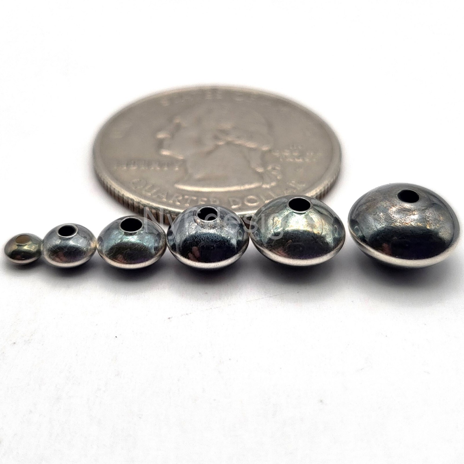 High Quality Navajo Saucer Pearl .925 Sterling Silver Beads 3.3-8.9mm forJewelry