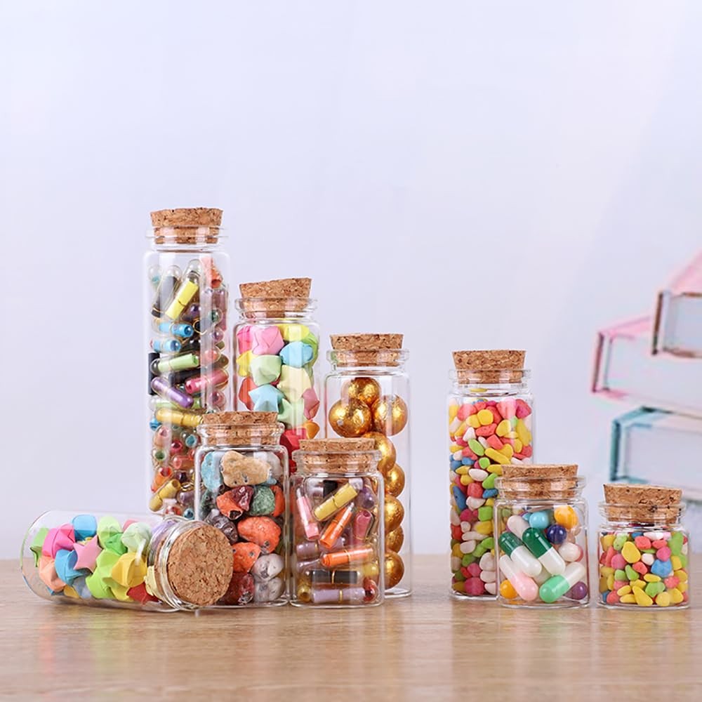 30ml Small Glass Bottles with Cork Stopper, Decorative Bottle Storage Jars