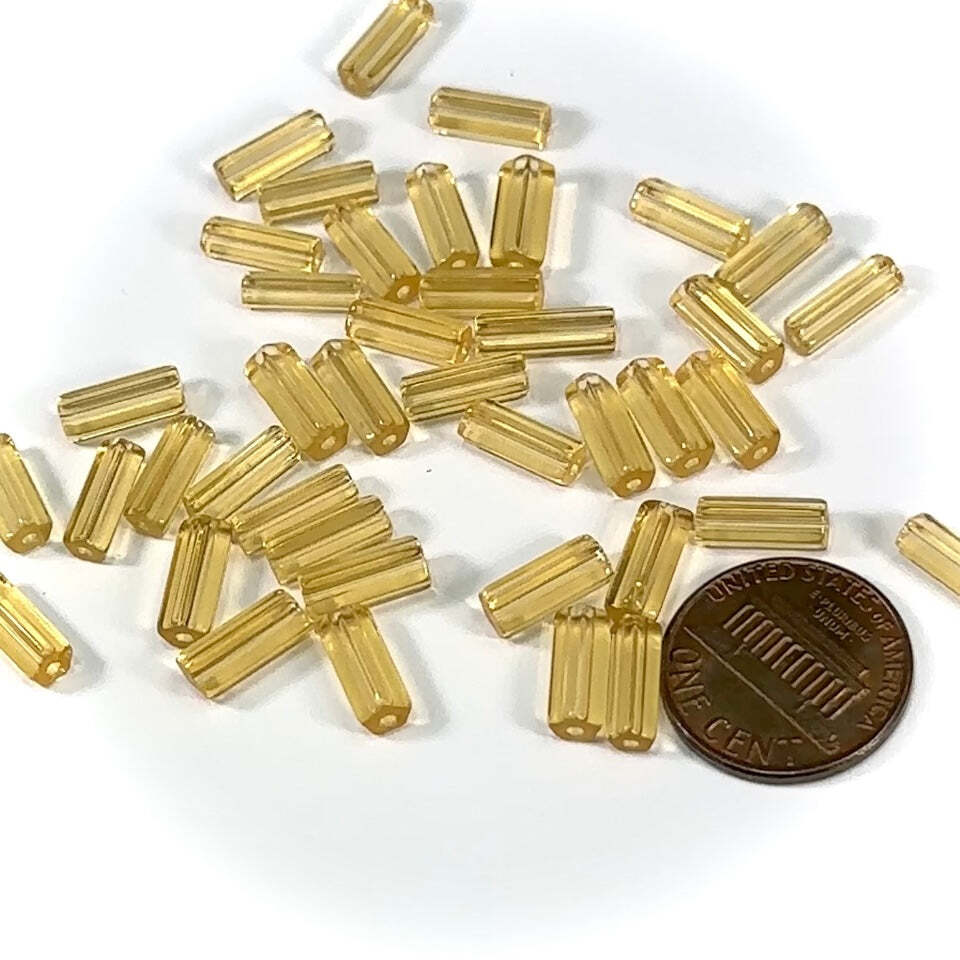 Czech Glass Atlas Tube Beads 10x4mm Light Topaz 30 pieces CL783