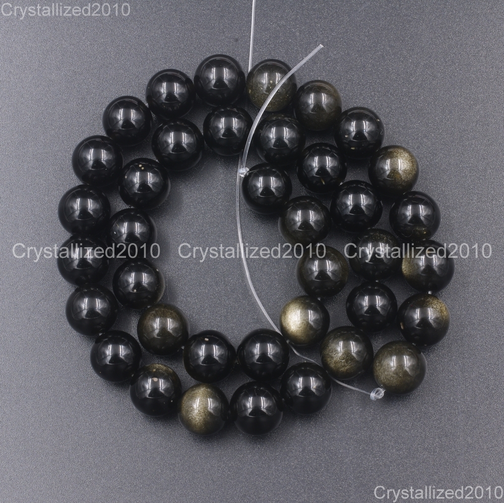 Natural Golden Obsidian Gemstone Round Beads 4mm 6mm 8mm 10mm 12mm 16mm 15.5″