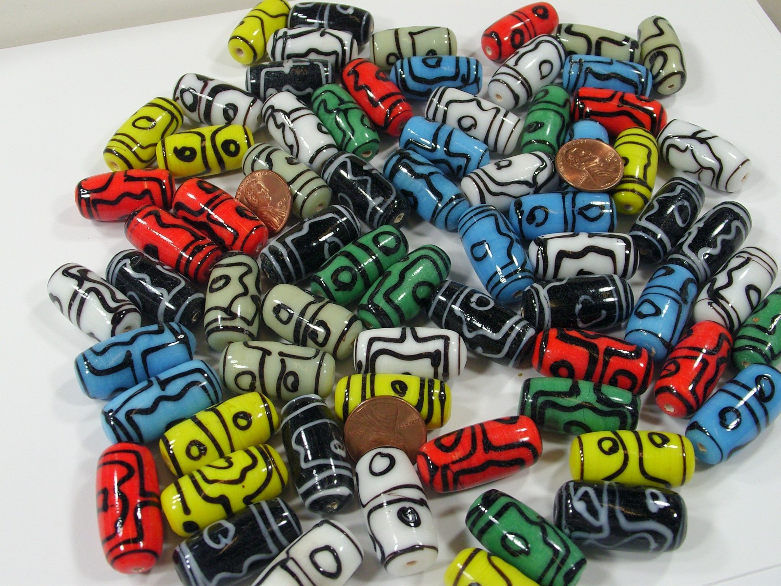 2 Pounds Assorted India Handmade Vintage Design Glass Beads Bulk Lot (RS-6)⭐