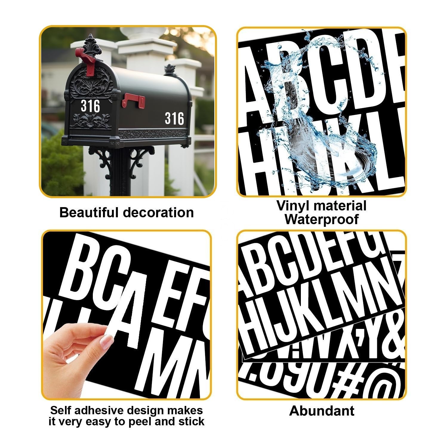 10 Sheets 500 Pcs Vinyl Letter Stickers, 2 inch Self-Adhesive Alphabet Numbers S