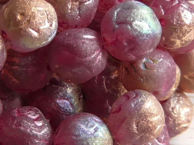 8 – 10mm CZECH MATTE ROSEWOOD COPPER AB PINK PEARL WASH ROSE BUD FLOWER BEADS