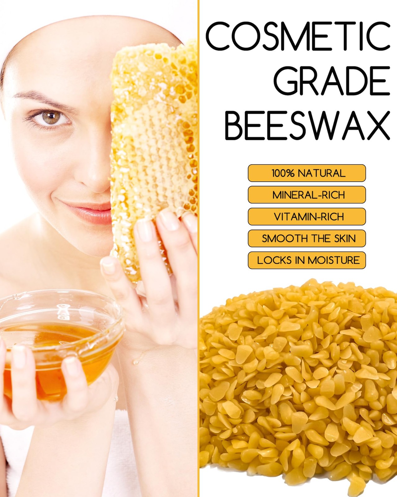 Beeswax Pellets 2LB(32 oz), Organic Yellow Bees Wax for DIY Candles, Beeswax …