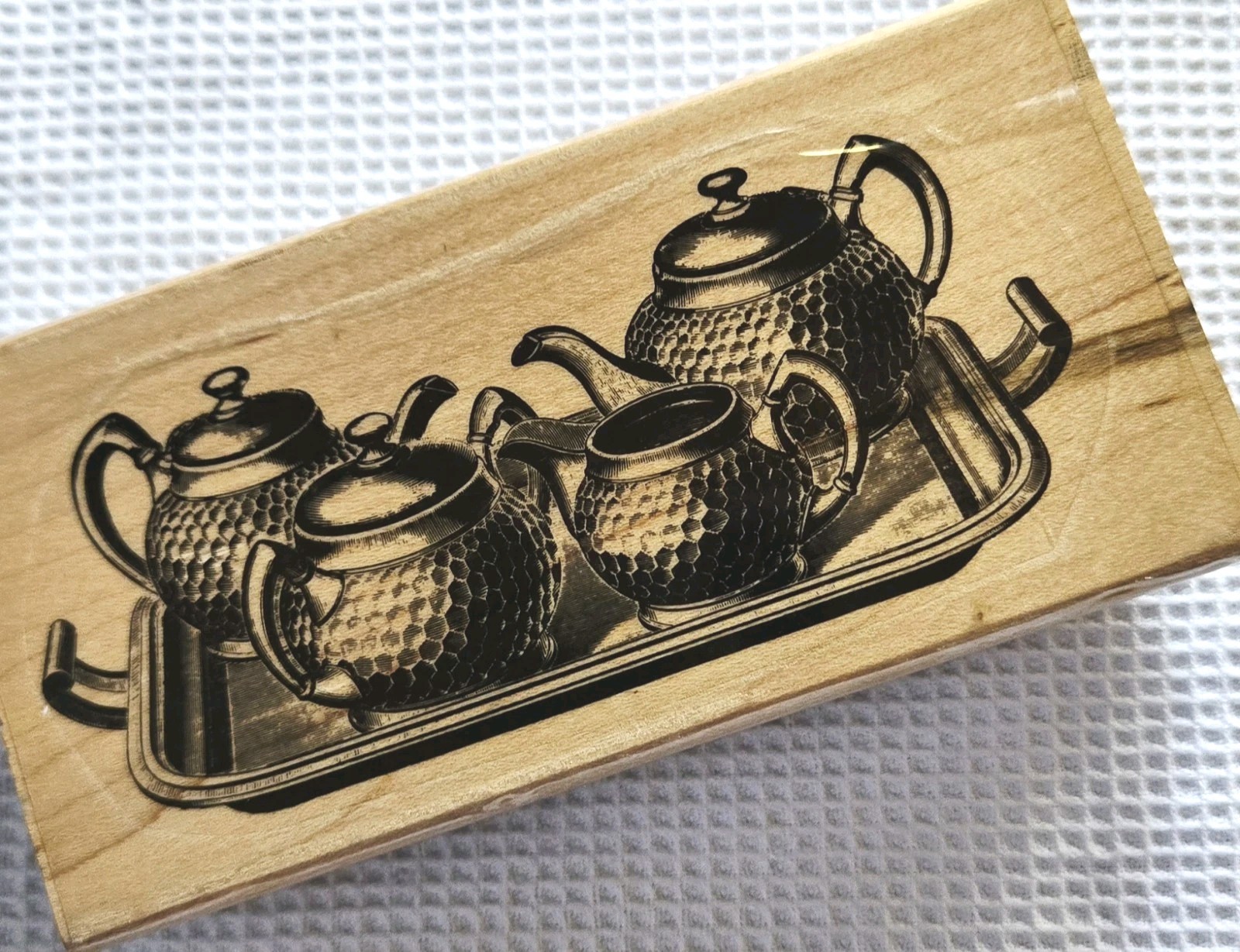 Tea & Coffee Service Rubber Stamp Marks of Distinction Vintage Silver Teapot Set
