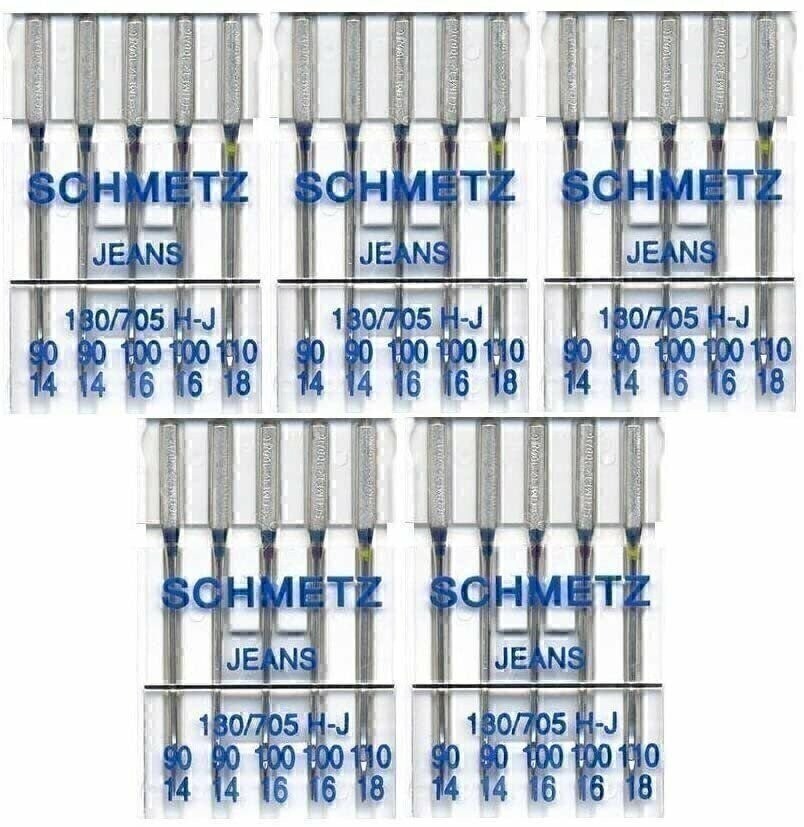25 Schmetz Assorted Jeans Denim Sewing Machine Needles 130/705H-J Sizes…