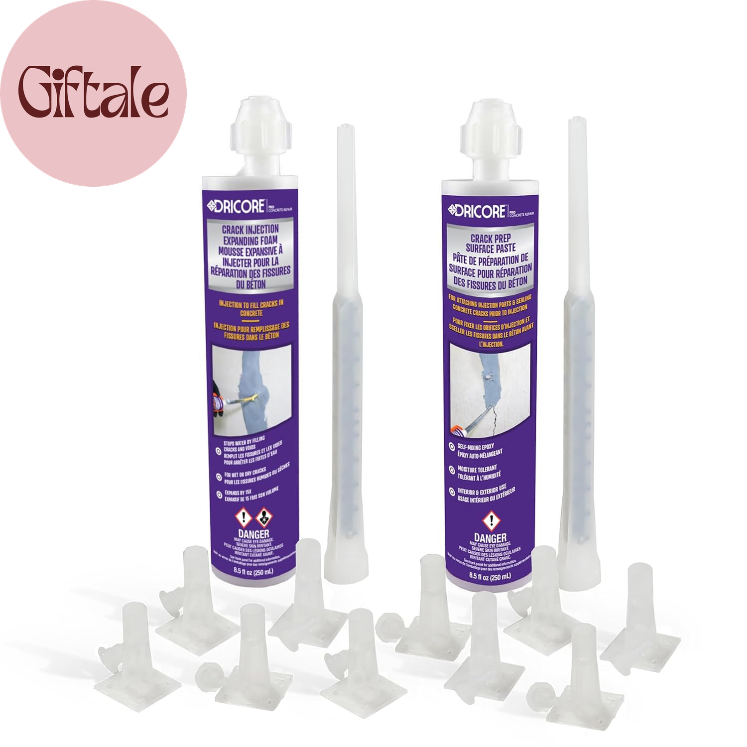 PRO Concrete Repair Crack Injection Kit (5’) | Injectable Filler: Repair Cracked