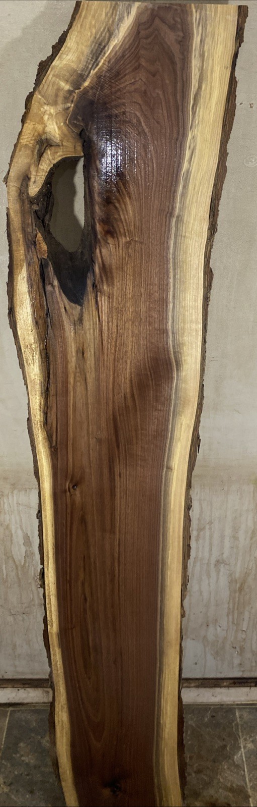 Live edge black walnut Wood slab kiln dried and planed 1”x10-13.5”x64”