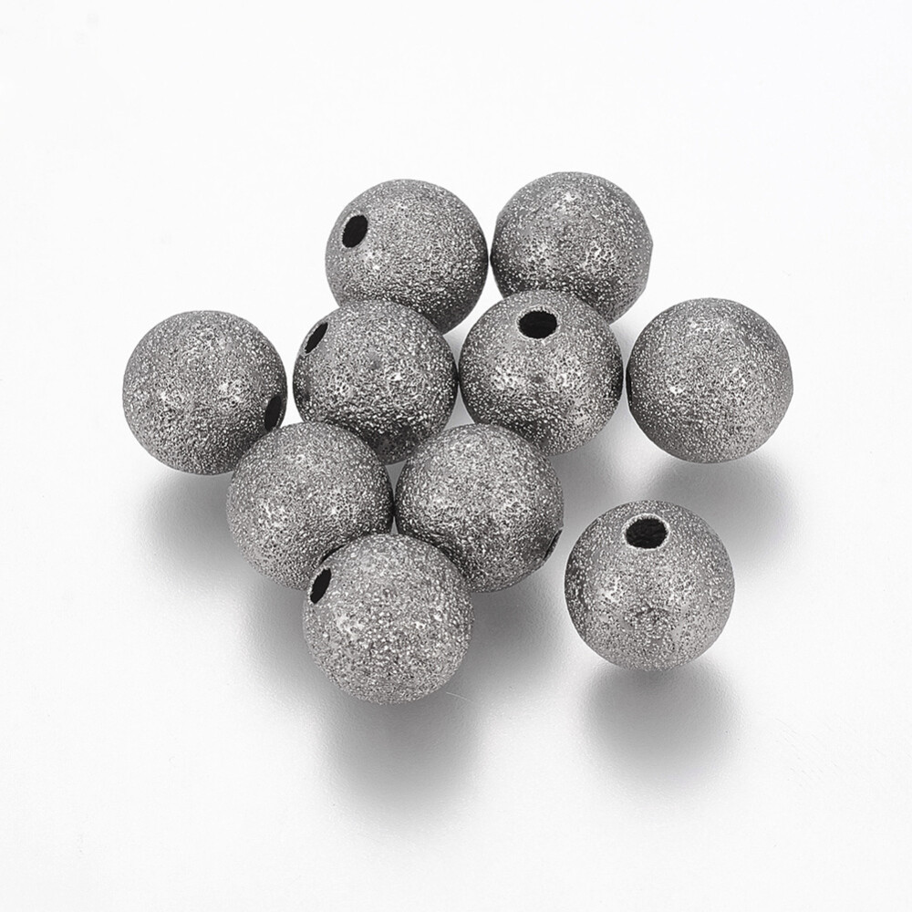 Brass Beads 10mm Round Stardust Grey Silver Jewelry Supplies Metal 20pcs