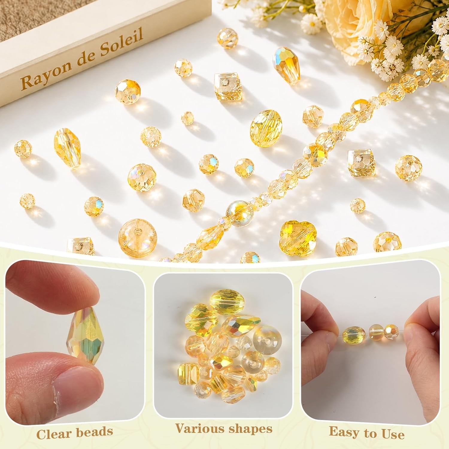 636Pcs Glass Beads for Jewelry Making, Assorted Crystal Beads with Loose Beads f