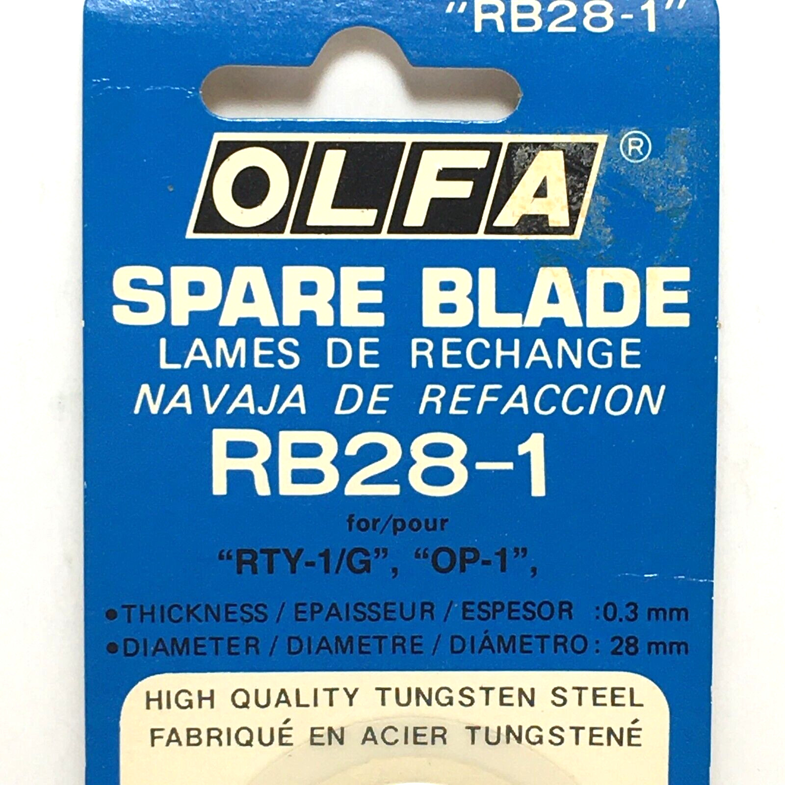 OLFA – spare rotary 28mm blade RB28-1 Tungston craft fabric quilting Vintage NOS