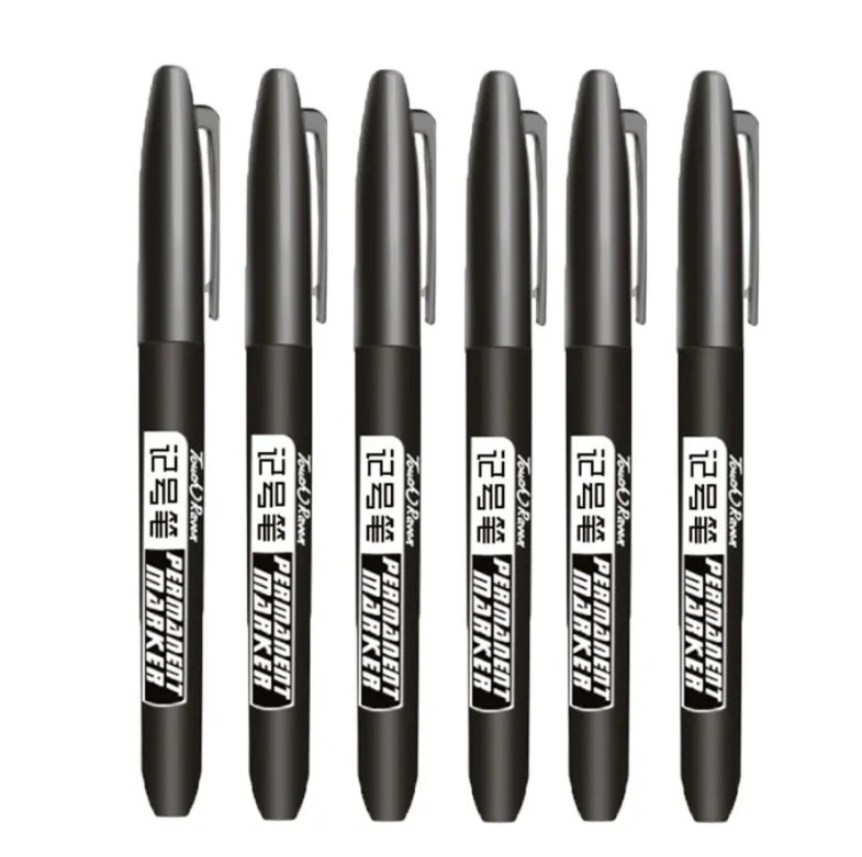 6pcs Permanent Marker Pen Set Waterproof Ink Sketch Drawing Markers – NEW