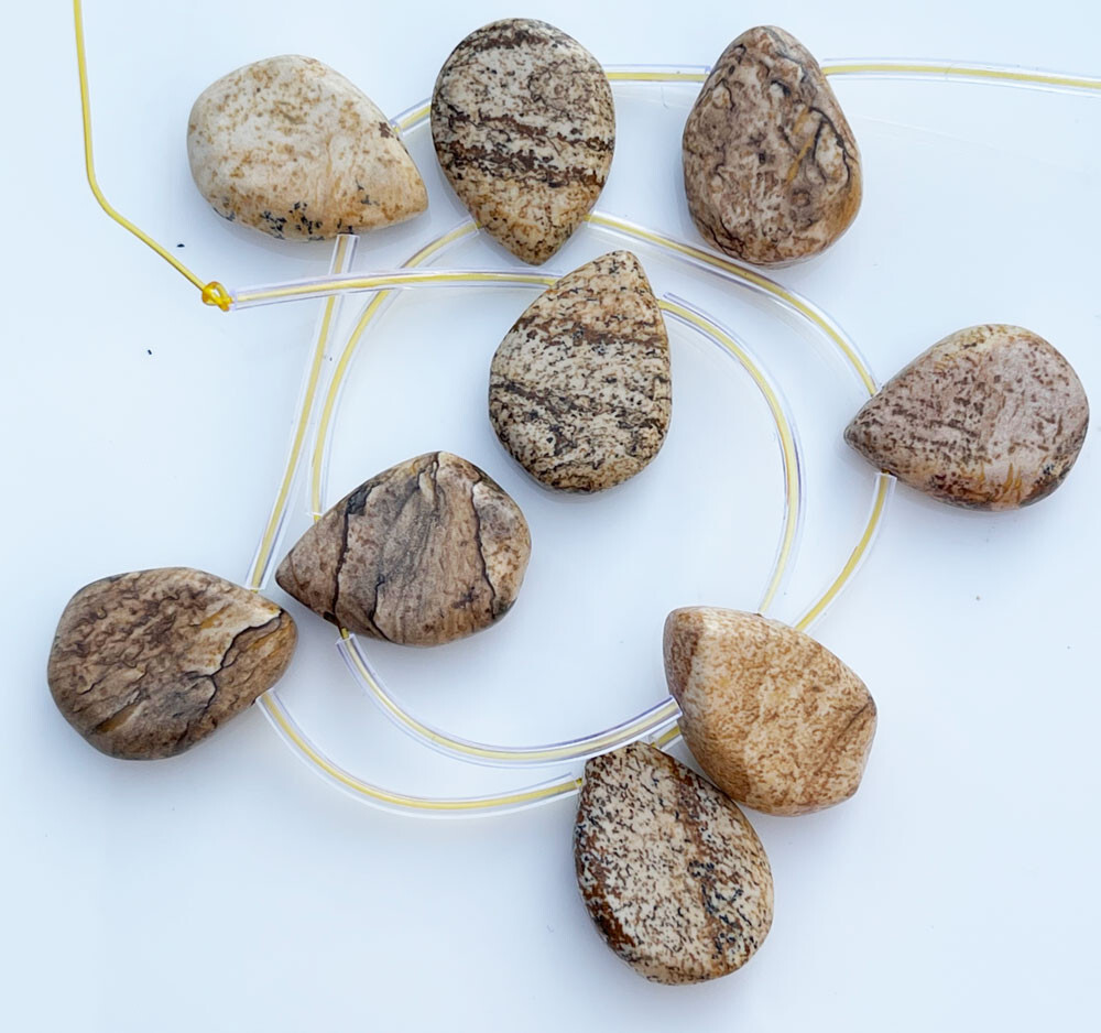 Tear Drop or Pear Shaped Jasper Beads – 15mm x 20mm – 9 Beads