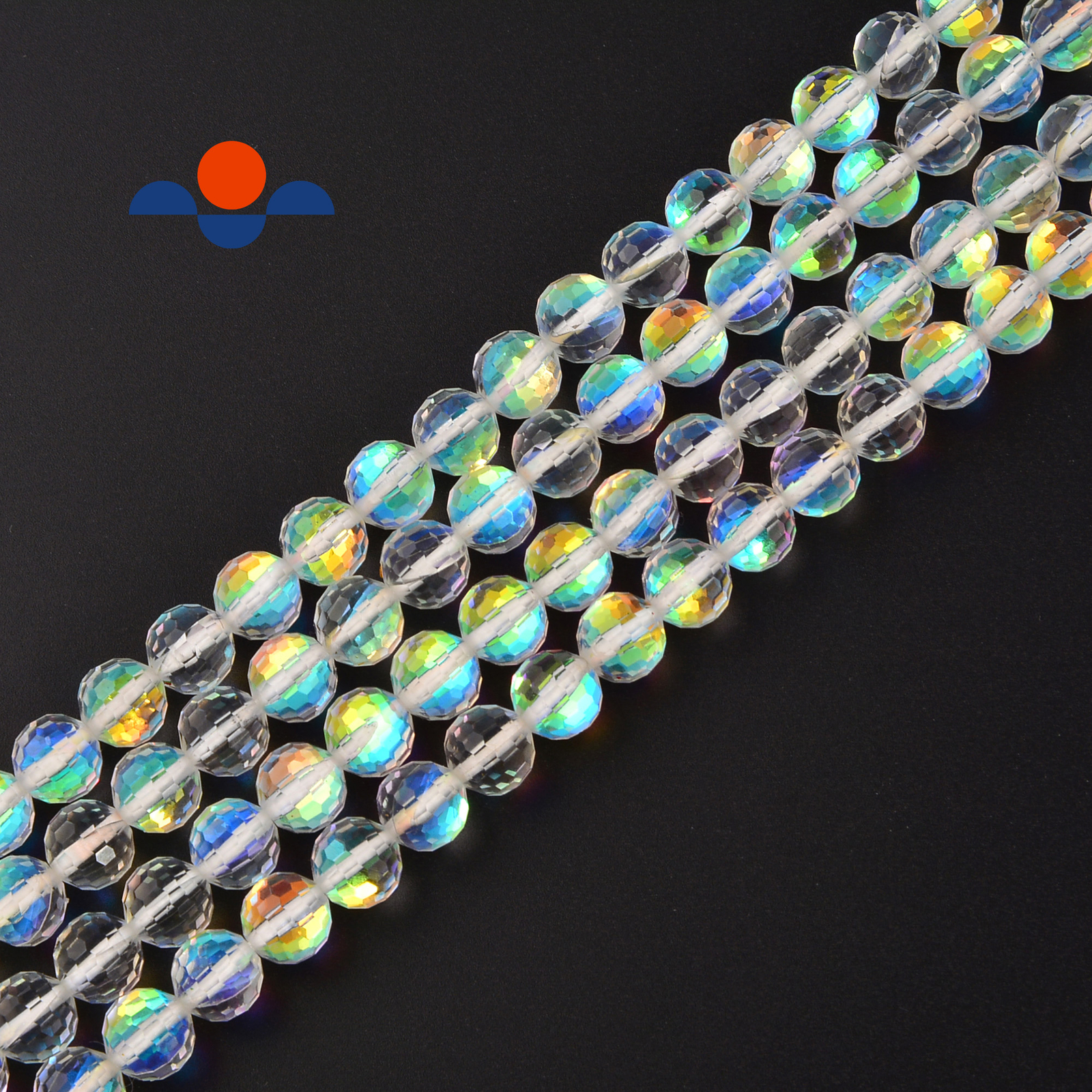 Rainbow Clear AB K9 Crystal Glass Faceted Round Beads 6mm 8mm 10mm 15.5″ Strand