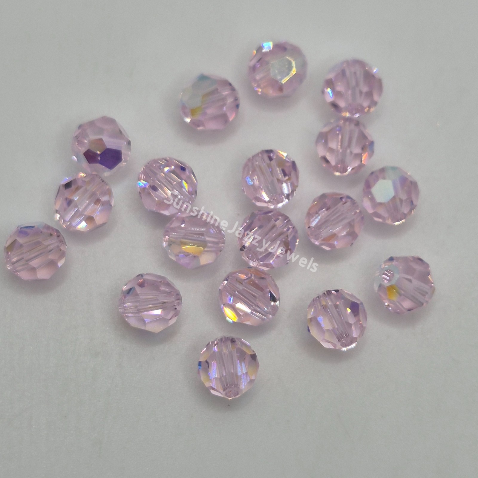 12pc Swarovski Crystal Rosaline AB 6mm Faceted Round 5000 Beads; Iridescent Pink