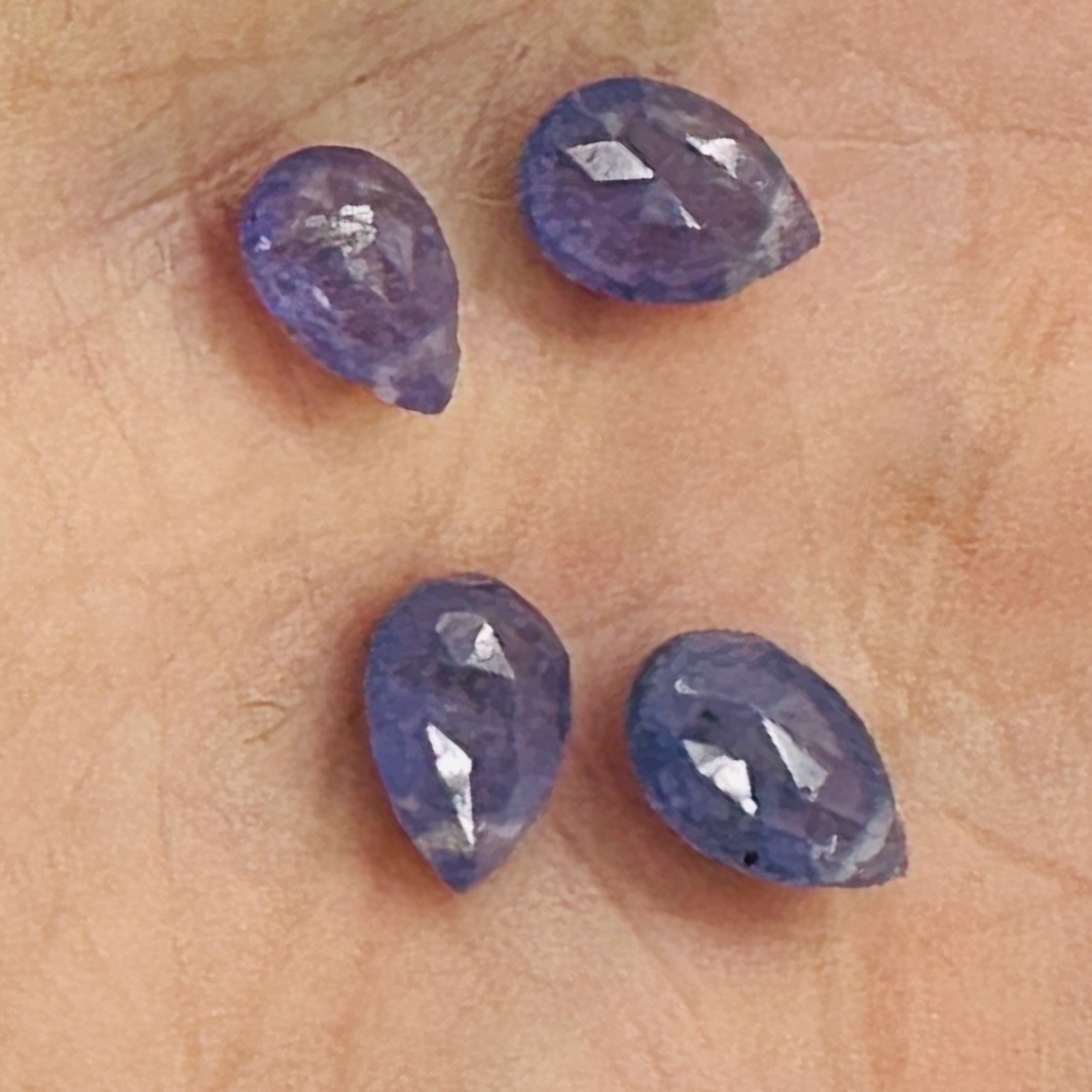 Tanzanite AAA Graduated Briolette Beads | 10x7x5 to 7x5x3mm | Lavender| 4 Beads|