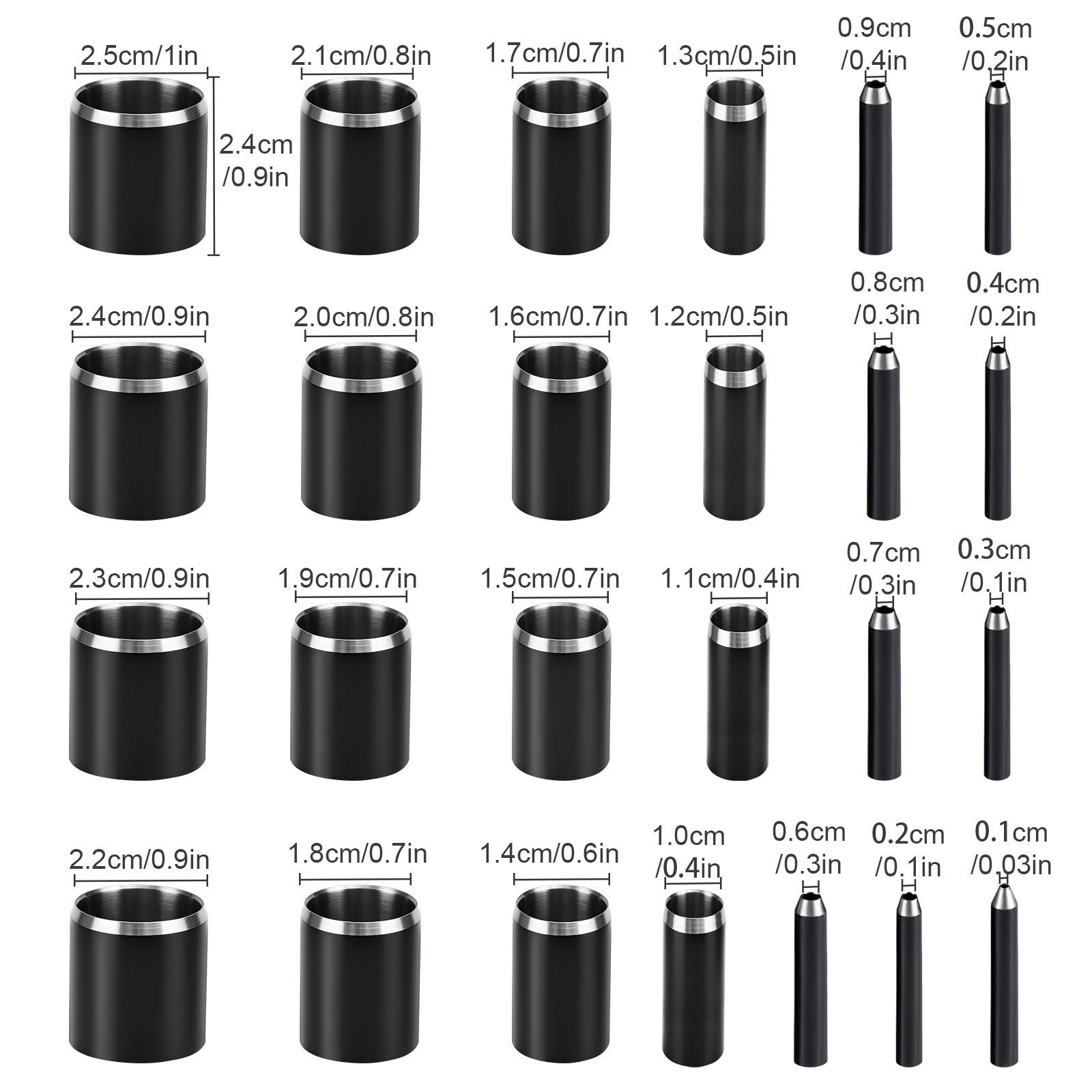25pcs Leather Circle Cutter Tool Set 1-25mm Steel Round Hole Punch Cutting Dies