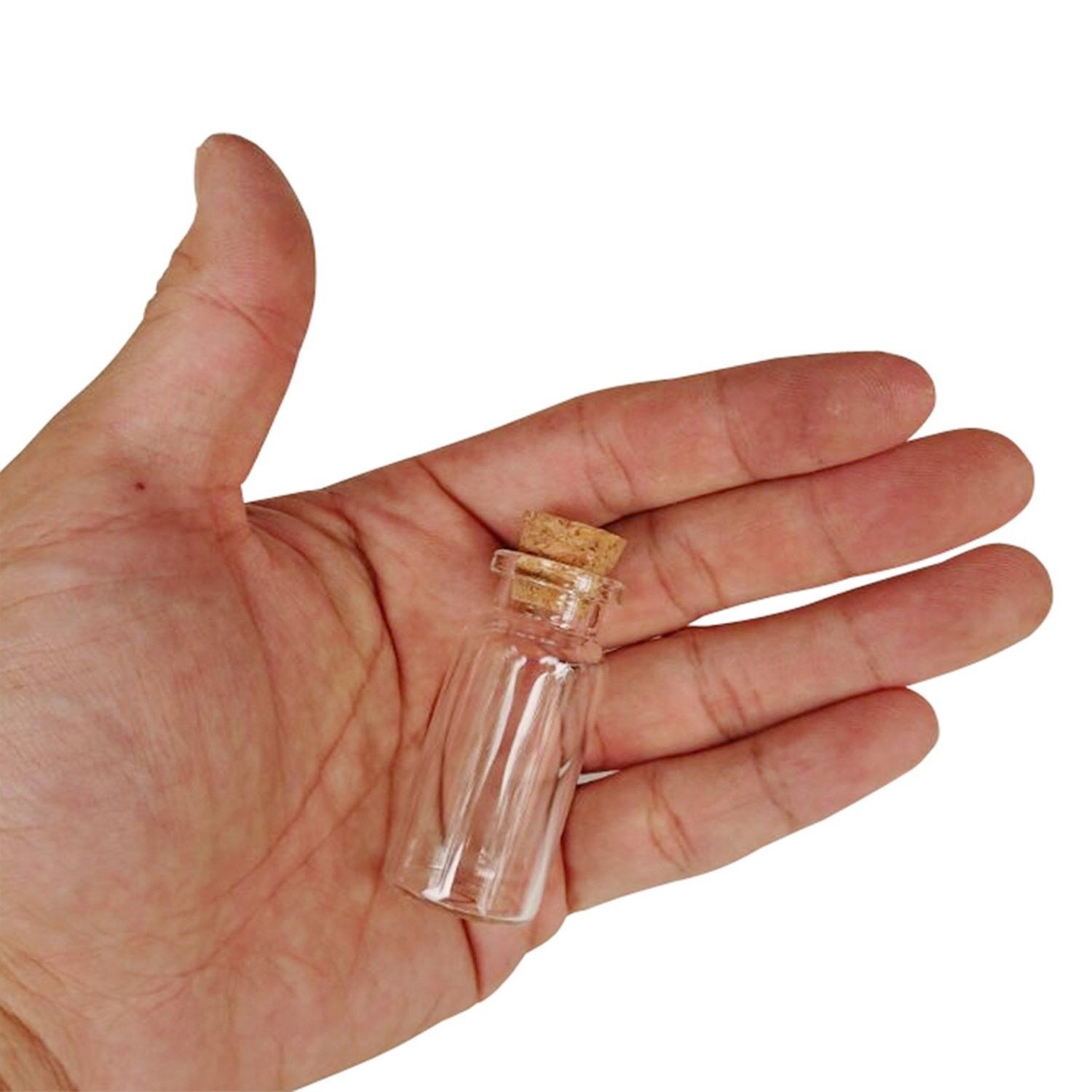 25 Mini Clear Craft Glass Bottles with Cork – 10ML – Empty Jar Small Message