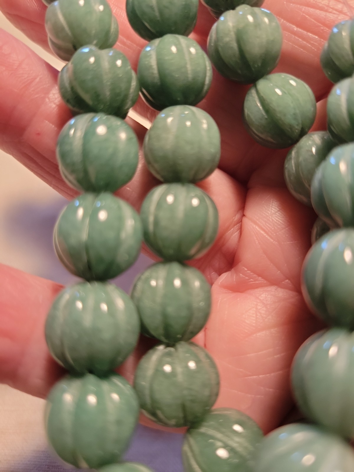 Adventurine Carved 12mm Melon Beads
