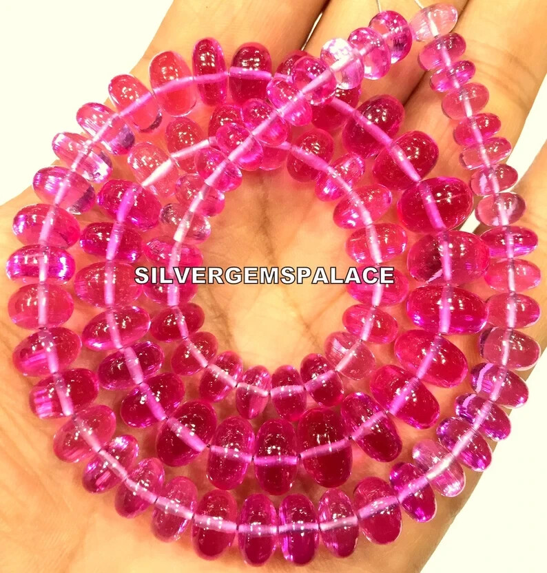 Extremely Beautiful~AAAA+ Pink Sapphire Smooth Beads Rondelle Gemstone Beads.