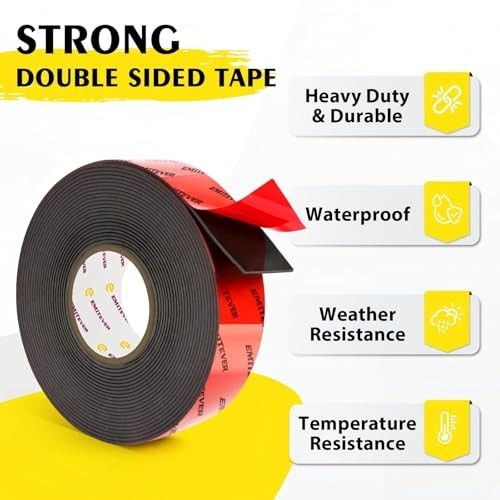 EMITEVER Heavy Duty Double Sided Tape, 1 Inch X 16.4FT Acrylic Foam Mounting Tap